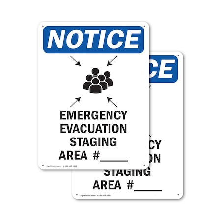 Signmission Emergency Evacuation, 10 in W x Rectangle, Plastic OS-2PACK-NS-P-1014-V-11798